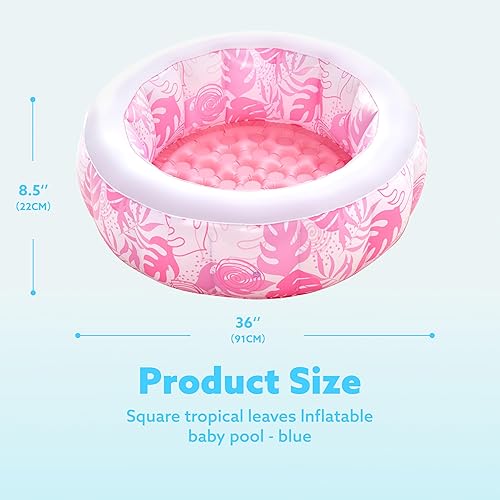 Miniatura 6 de SLOOSH Piscina inflable para niños, piscina de 36 x 8.5 pulgadas con piso de almohadilla suave para niños y niños pequeños, piscina redonda inflable