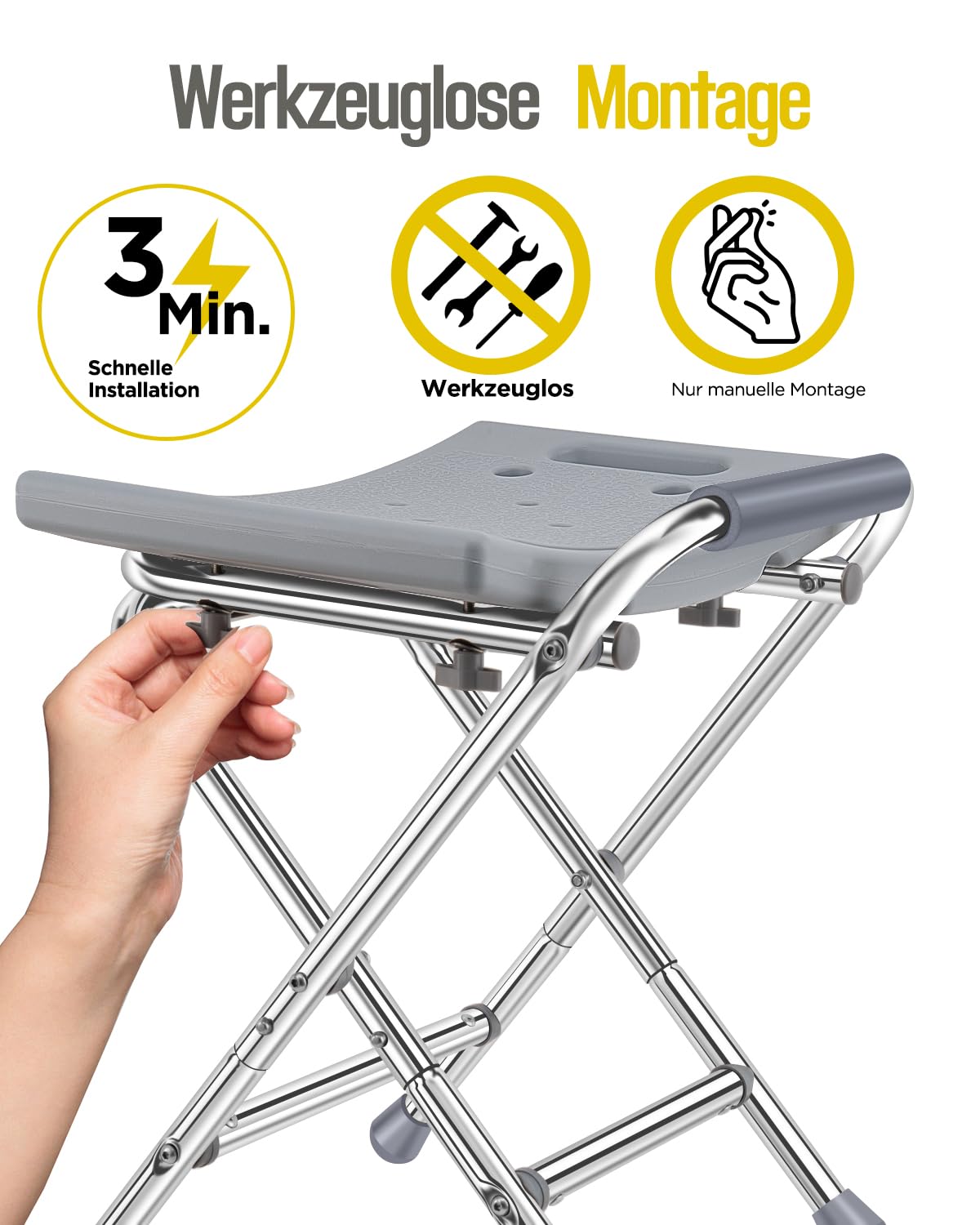 Taburete de ducha plegable, silla de ducha para la ducha interior, silla de baño para bañera, taburete de ducha para personas mayores, capacidad de peso de 180 kg
