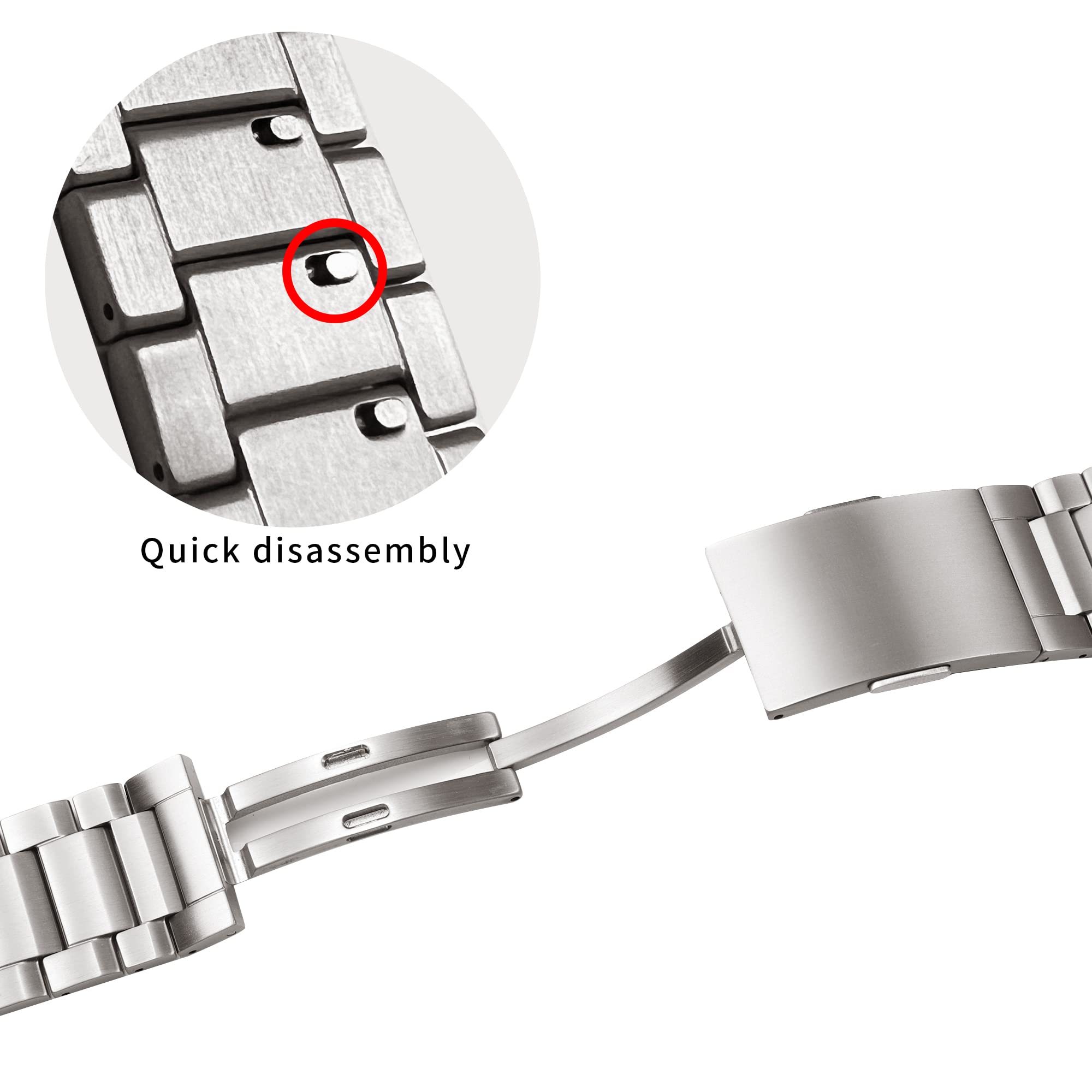 NIAUGE Titanium Solid Watch Band for Mens Women, No Tools Required Upgrade Pure Titanium Watch Straps 22mm