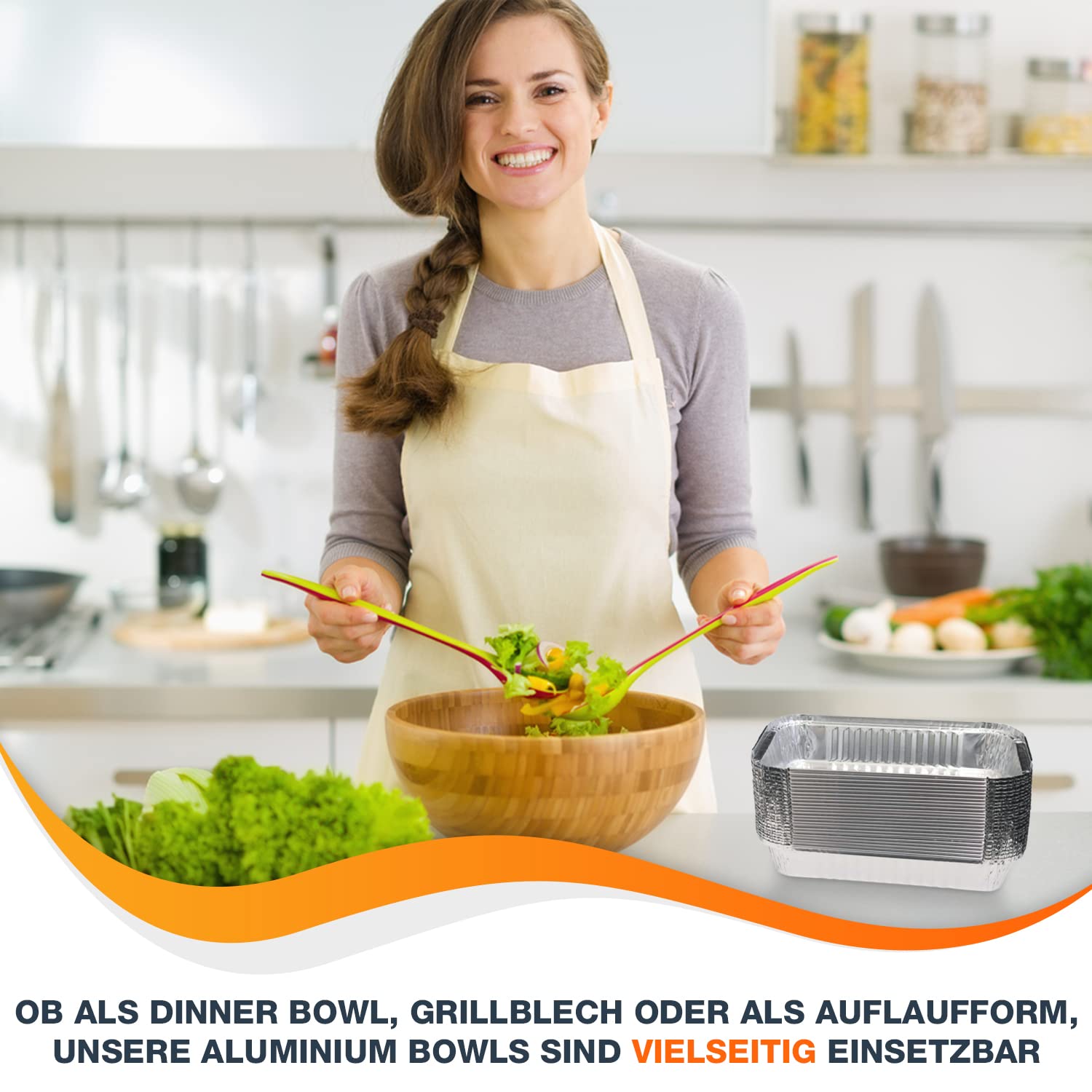 100x Aluschalen mit Deckel wiederverwendbar und hitzebständig - Hochwertige Tropfschalen von 470-940ml - 100 Stück (R14L - 940ml)