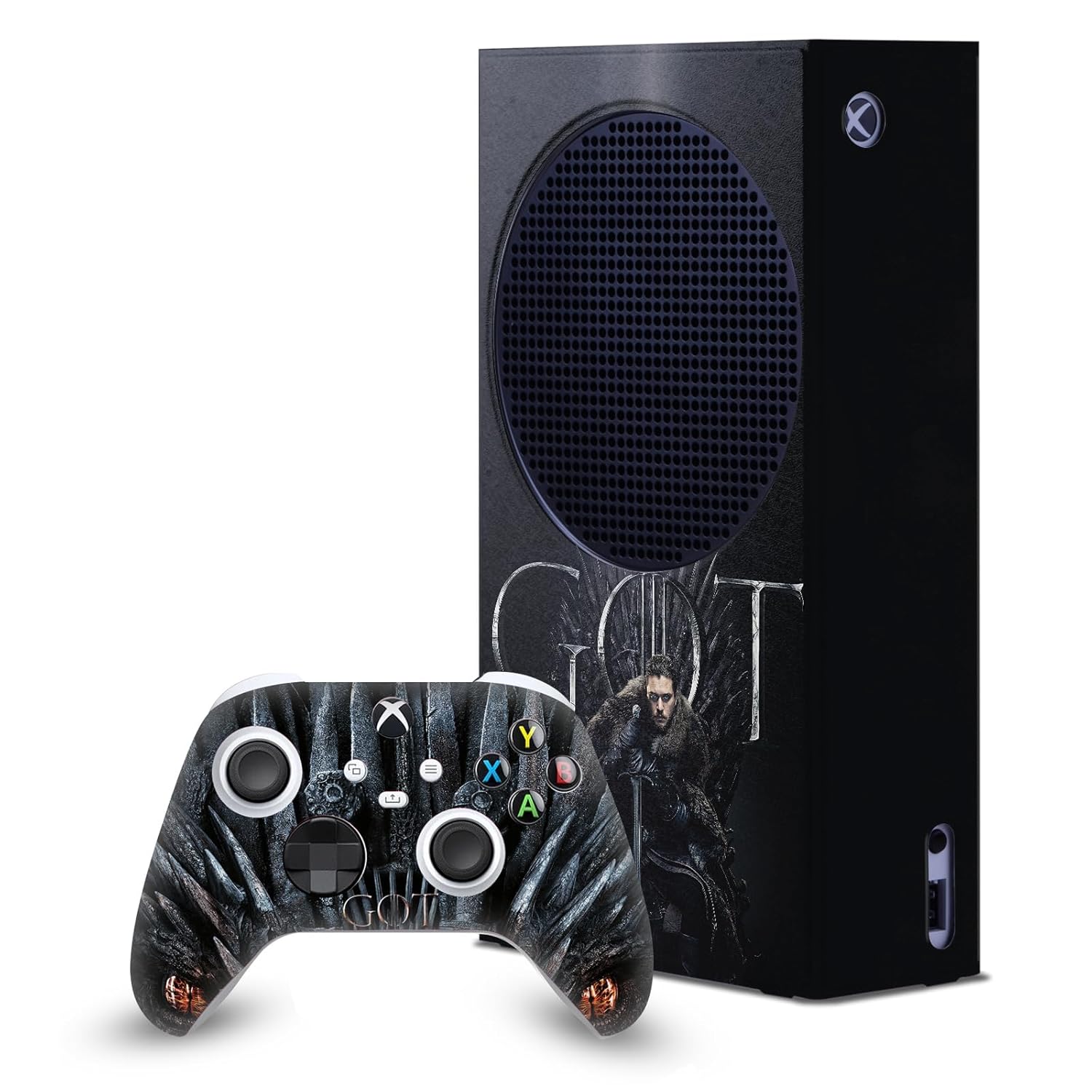 Head Case Designs Officially Licensed HBO Game of Thrones Jon Snow Iron Throne Sigils and Graphics Game Console Wrap and Controller Skin Compatible With Xbox Series S Console & Controller Bundle