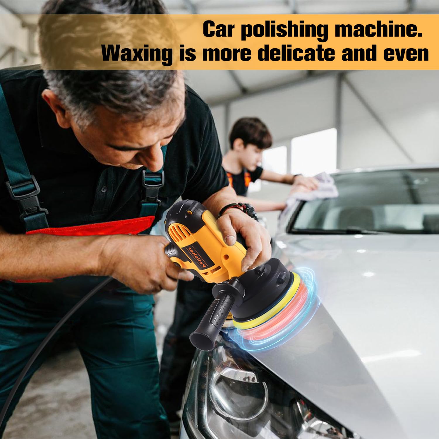 Lucidatrice eccentrica per auto, 700 W, 600-3700 giri/min, velocità variabile, leggera, per lucidatura, cera e rimozione dei graffi