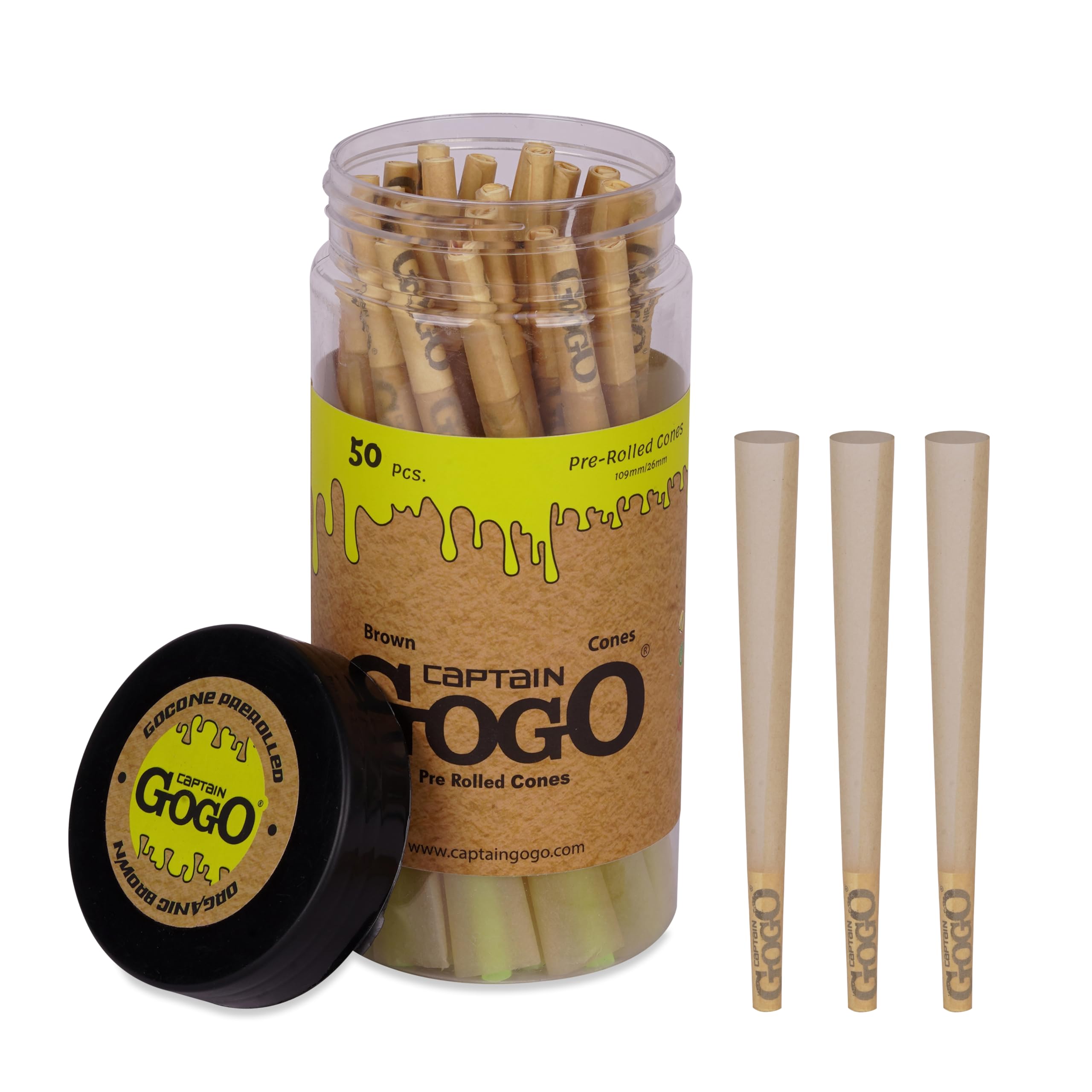 CAPTAIN GoGo Unbleached Pre-Rolled Cones King Size 109mm | 1 -1