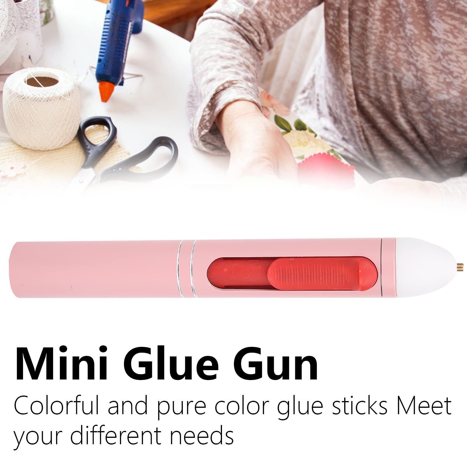 Mini pistola per colla a caldo senza fili rosa 5 V, ricarica USB, set di attrezzature portatili per incollaggio con tempo di standby di 120 minuti e stick di colla inclusi per