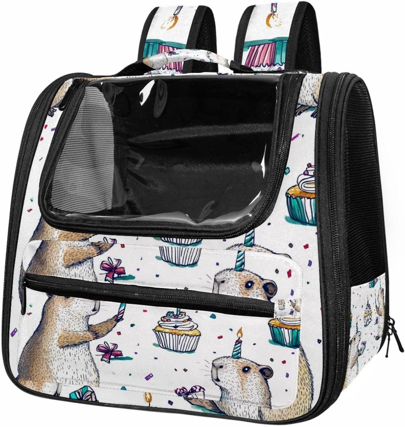 Portable Travel pet Backpack Carrier Hamster Bag Small Dog cat Carrier Breathable Hang Bag, Honey bee (14)