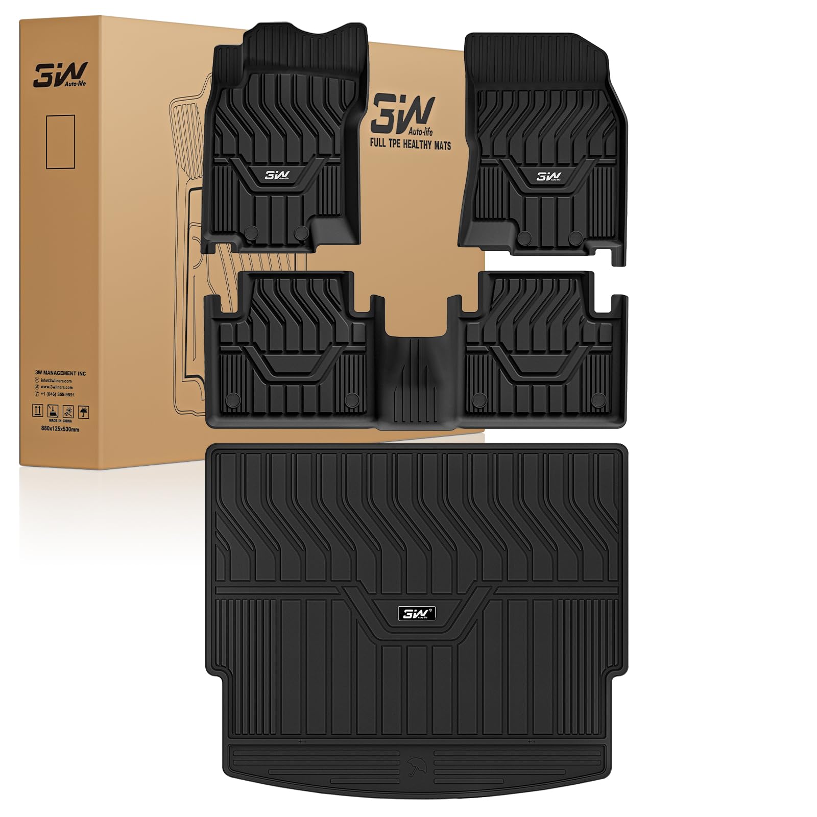 3W Floor Mats Cargo Mats for Nissan Rogue 2026 2025-2021 S SV SL Platinum Custom Fit TPE All