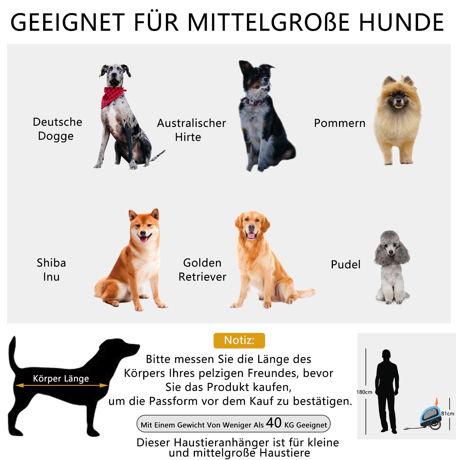 Remorque Velo Chien, Remorque Transport Chien, Remorque vélo pour Petits et Moyens Chiens de Moins de 40 kg