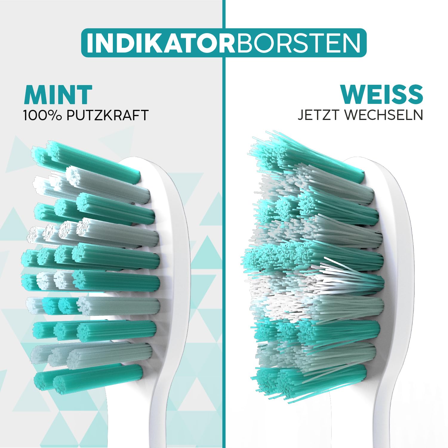 happybrush® Nachhaltige Aufsteckbürsten für elektrische Schall-Zahnbürste Eco VIBE 3 - Weiß/Mint - 9 Stück