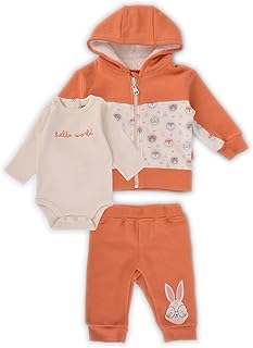 طقم سالوبيت مكون من بنطلون وجاكيت فرو بغطاء للرأس وأكمام طويلة للأولاد البيبي من جونيور، 9-12 شهر