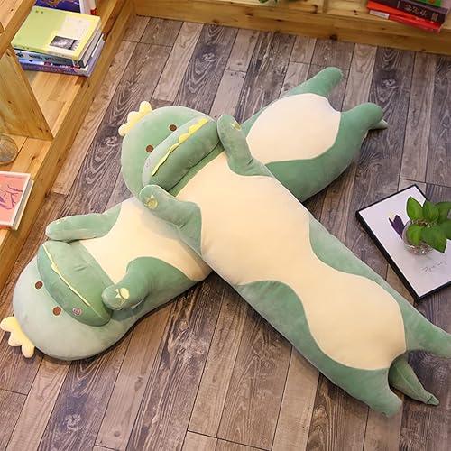 Miniatura 6 de Almohada de felpa de dinosaurio de 27.6 pulgadas de largo, bonita almohada gigante para abrazar, suave, grande, cómoda, de dibujos animados,