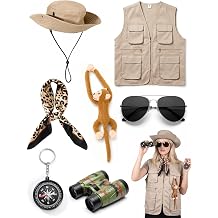 Mepase 7 Pcs Safari Costume Accessories Set for Women, Zoo Keeper Outfit