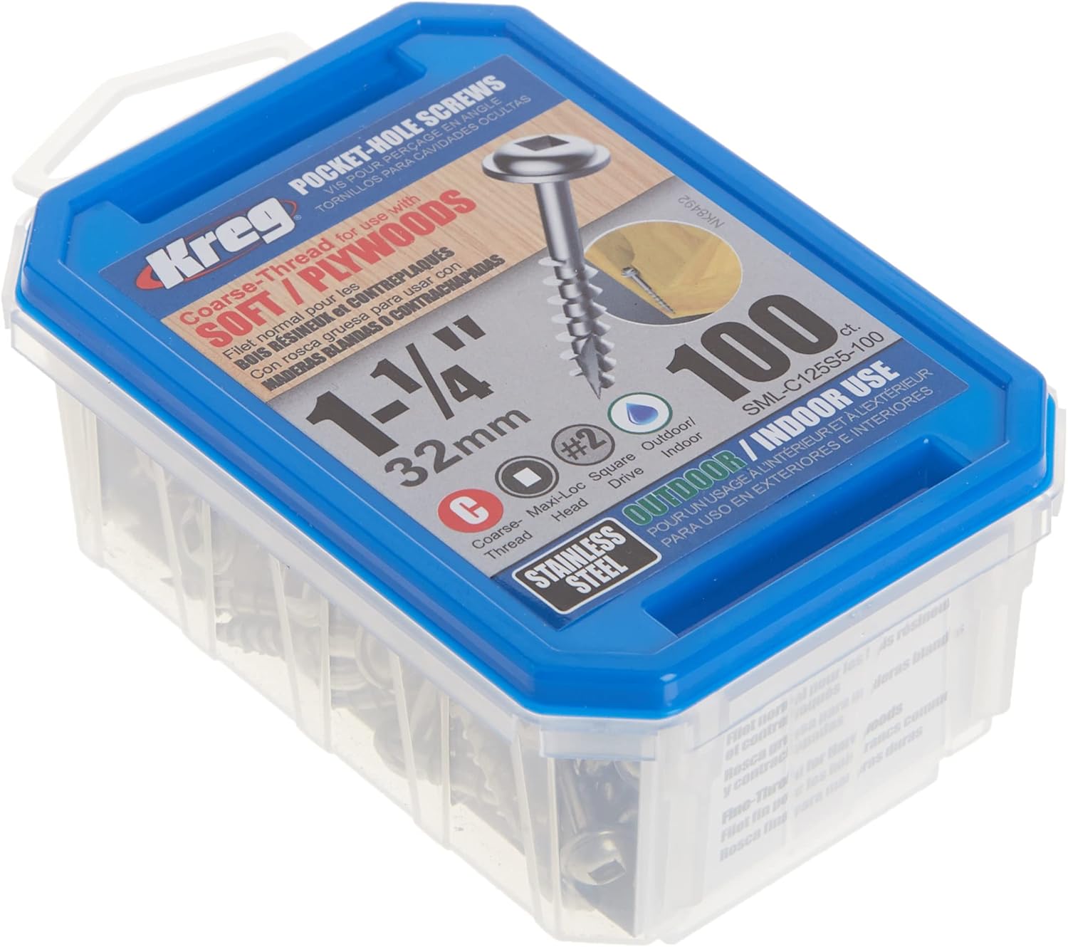 Limited Discount Kreg SML-C125S5-100 305 Stainless Steel Pocket Hole Screws - 1 1/4, 8 Coarse, Washer Head, 100 count Exclusive Kreg SML-C125S5-100 305 Stainless Steel Pocket Hole Screws - 1 1/4, 8 Coarse, Washer Head, 100 count