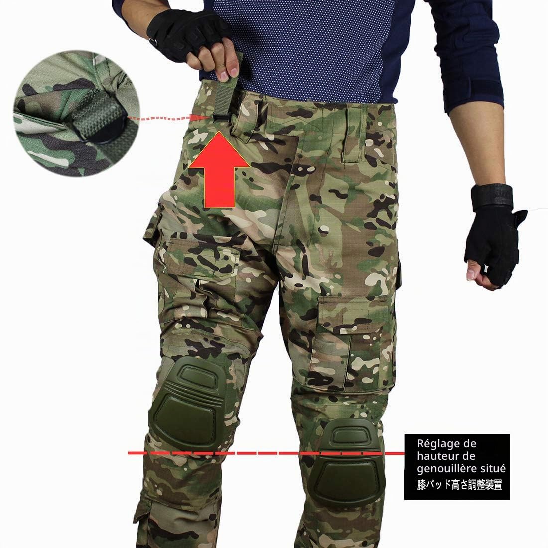 Pantalon Tactique Hommes Multicam Militaire Cargo XL avec Genouillères