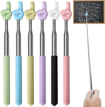 6PCS Pointer Finger Stick Multipurpose Teacher Pointer Stick, Classroom Pointer and Mini Retractable Finger Pointer Stick, Engaging Colors Classroom Essentials for Effective Presentations