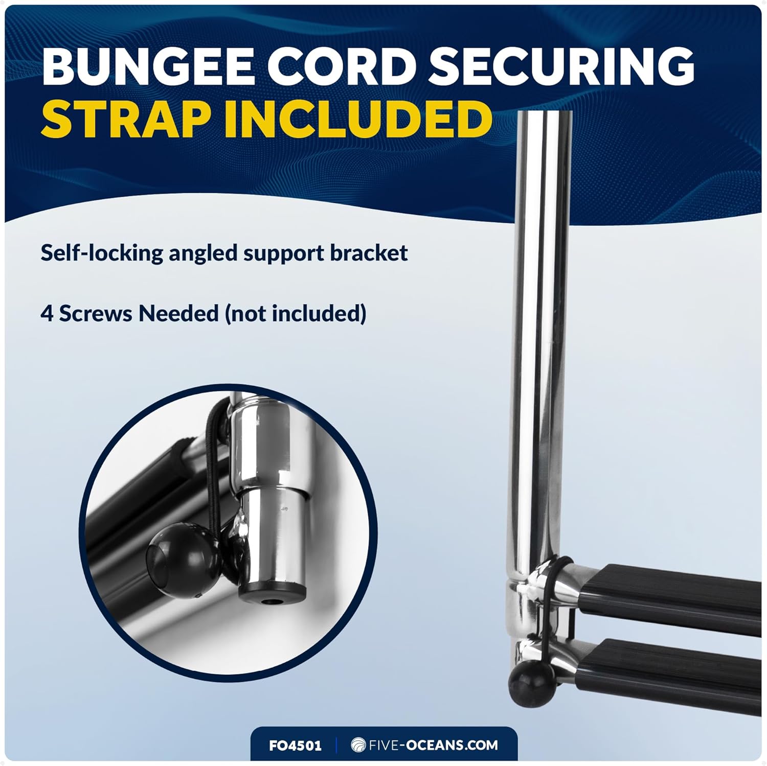 Five Oceans 2 Step Telescoping Swim Ladder, Over Platform - 316 Stainless Steel for Pontoon, Fishing, Bass, Sport, Sailboat - FO4501