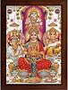 Craft Quest Kuber dev Lakshmi mata with Ganesh ji and Saraswati maa Wall Painting Frame Home Decor (Synthetic, Matte Finish, Brown, Large Size, 14 X 10 Inch)