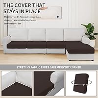Vista 491 de Easy-Going Fundas Elásticas de 3 Piezas para Cojines de Sofá para Sofá Seccional Izquierdo/Derecho en Forma de L Chaise Lounge Funda de Asiento