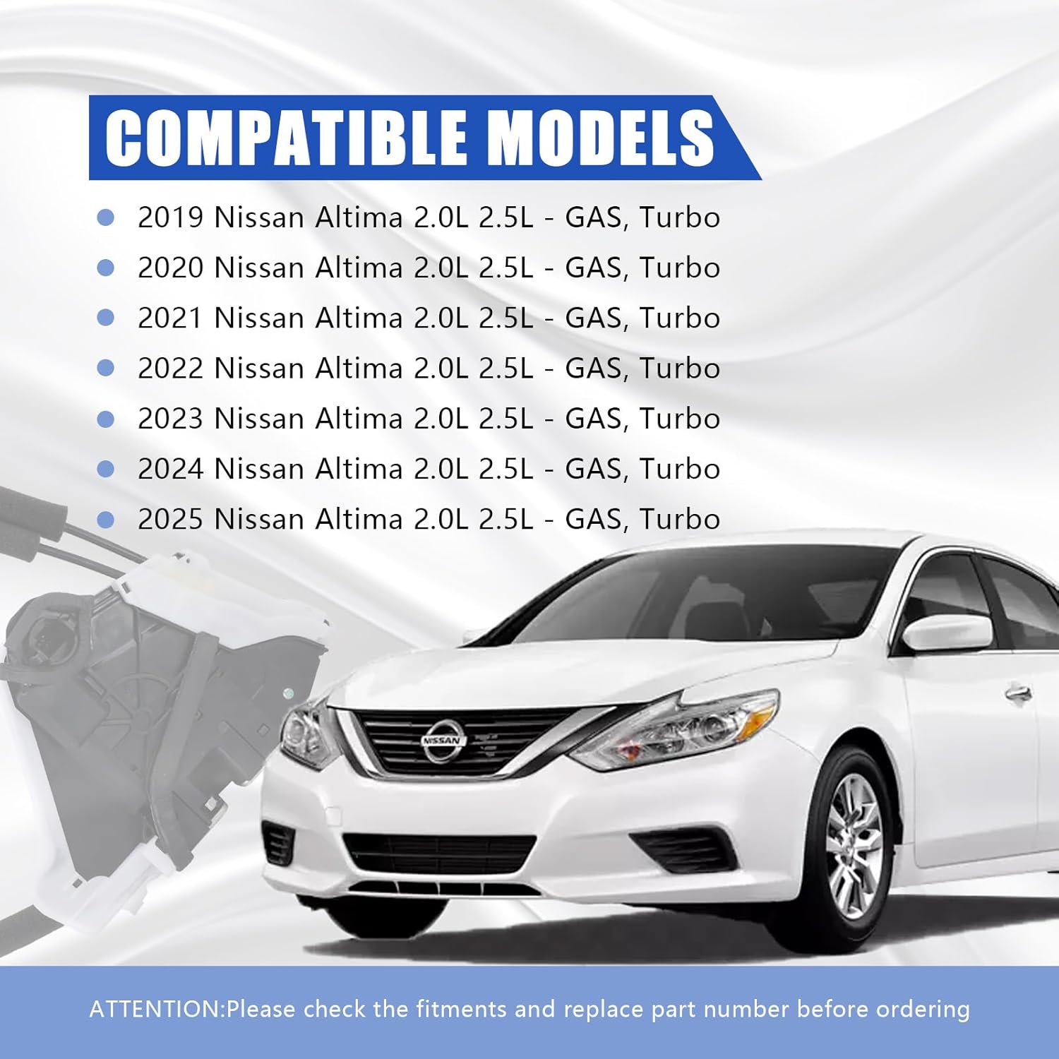 Door Lock Actuator Front Left Driver Side Compatible with 2019-2025 Nissan Altima Door Latch Replacement 80501-6CA0B 805016CA0B