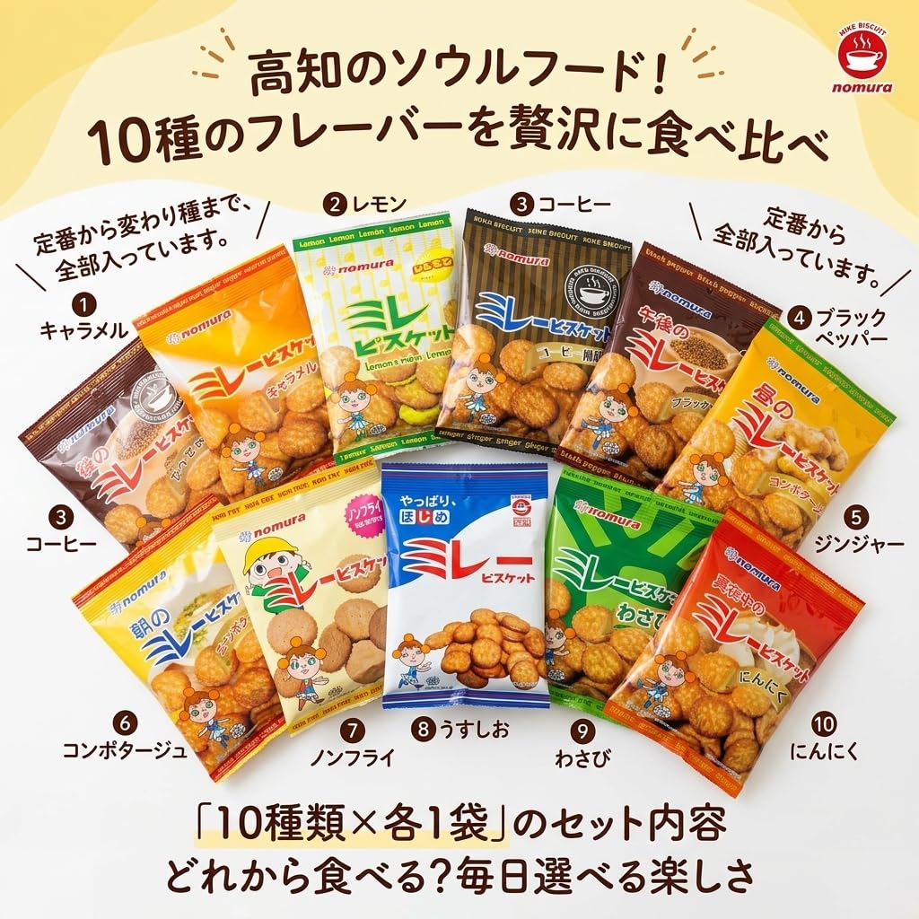 Amazon.co.jp: 野村煎豆加工店 やっぱりまじめ ミレービスケット 10種