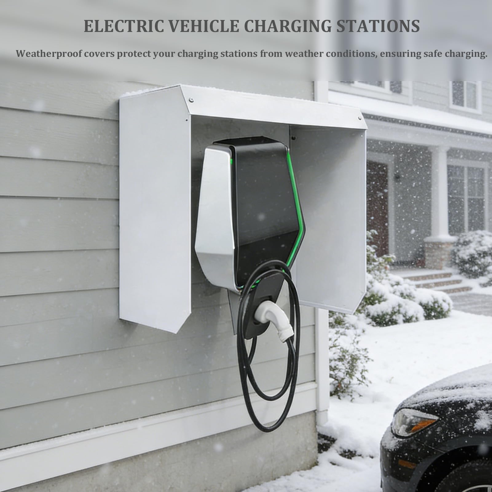 Generisch Odporny na warunki atmosferyczne uchwyt ścienny do stacji ładowania pojazdów elektrycznych, metalowy daszek ochronny do stacji ładujących, uniwersalne zabezpieczenie dostępu do gniazd