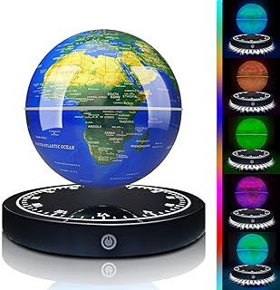 Magnetische schwebende Globuslampe mit LED-Lichtern, coole Gadget Globe für Büro Haus Bücherregal Schreibtisch Dekor, Coole Geschenk für Männer Frau Vater Ehemänner(Uhr)