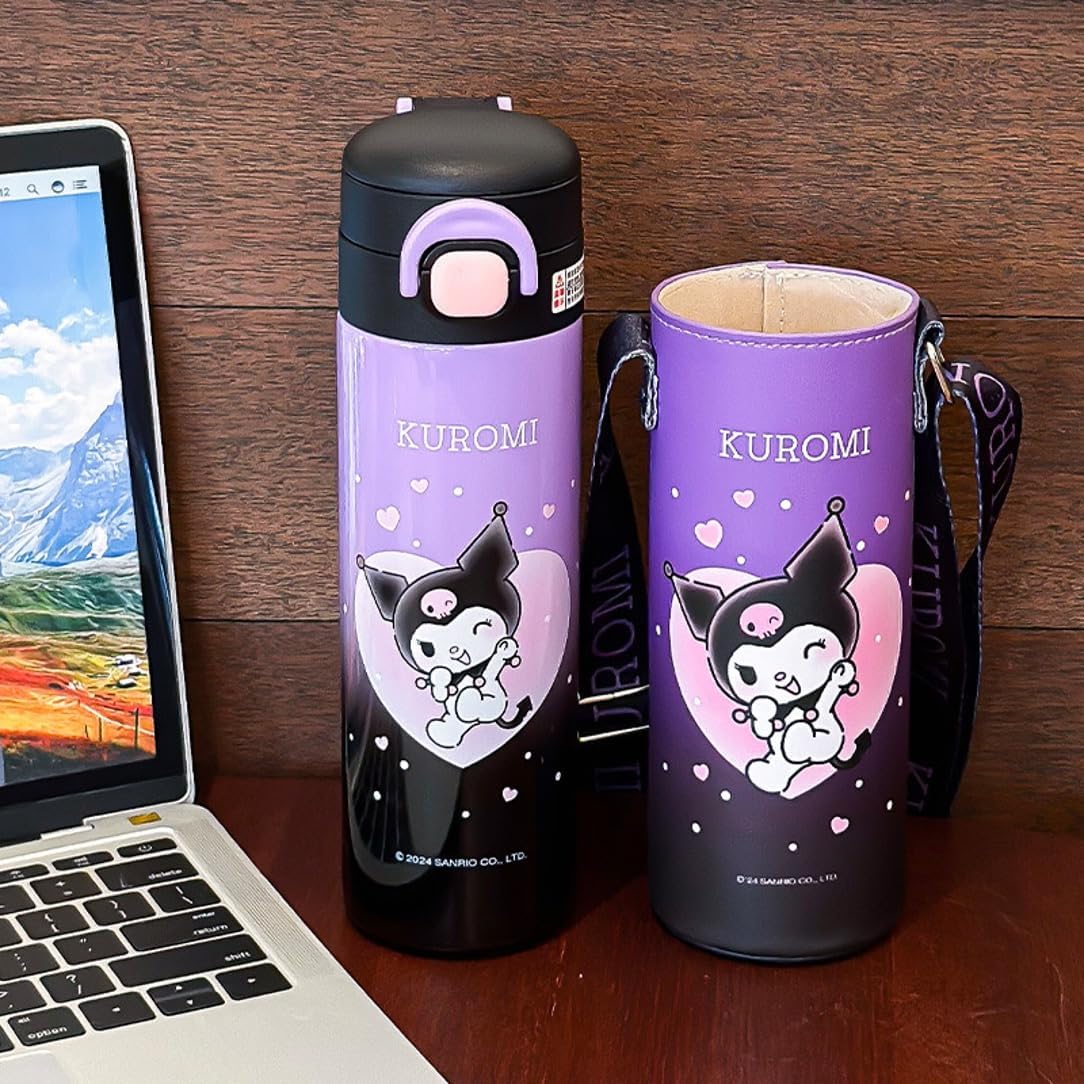Kuromi & Hearts Stainless Steel Insulated Water Bottle with Bag 520ml - Image 5