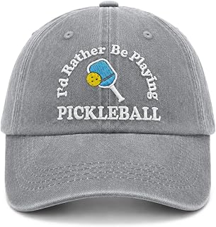 Pickleball Hat, Pickleball Gift for Men Women, Adjustable Embroidered I'd Rather Be Playing Pickleball Baseball Cap
