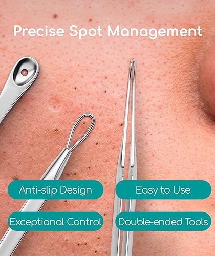 Miniatura 2 de Kit de removedor de puntos negros con papel secante de control de aceite 50 hojas  Popper de espinillas de acero inoxidable, kit de extracción de