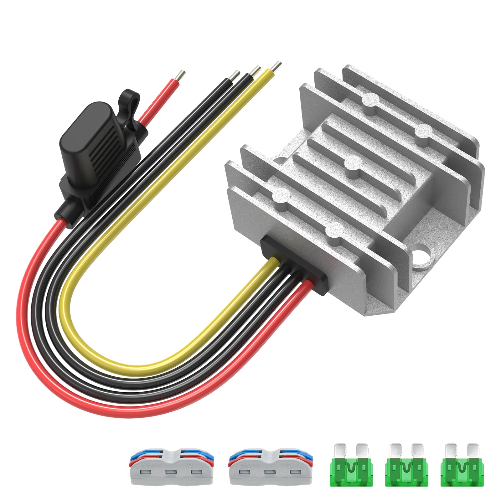 Kzreect 12V 10A 120W Step Down Converter, DC 17-65V to DC 12V Voltage Reducer, Voltage Regulator Transformer with Fuses Holder, Wire Terminals for Golf Cart Club Car Truck Vehicle, 14AWG Wire-image-42
