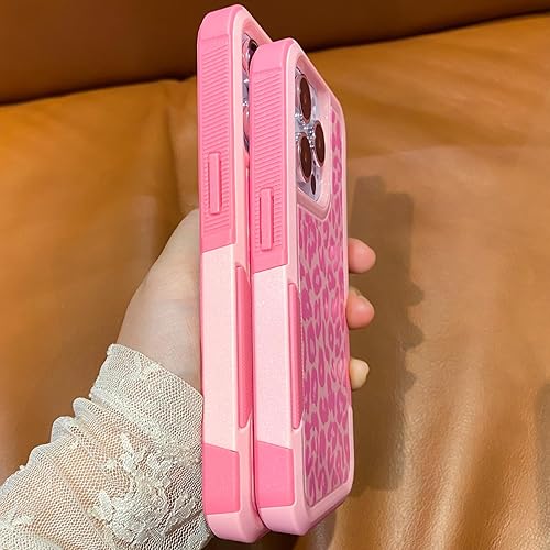 Miniatura 3 de Funda para iPhone 15 Pro Max con estampado de leopardo rosa, resistente y resistente, protección de cuerpo completo, a prueba de golpes, para