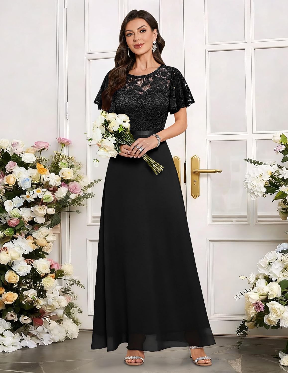 DRESSTELLS Womens Formal Dresses for Wedding Guest Prom Ruffle Sleeve Lace Maxi Dress Evening Gown 2026 - Image 3