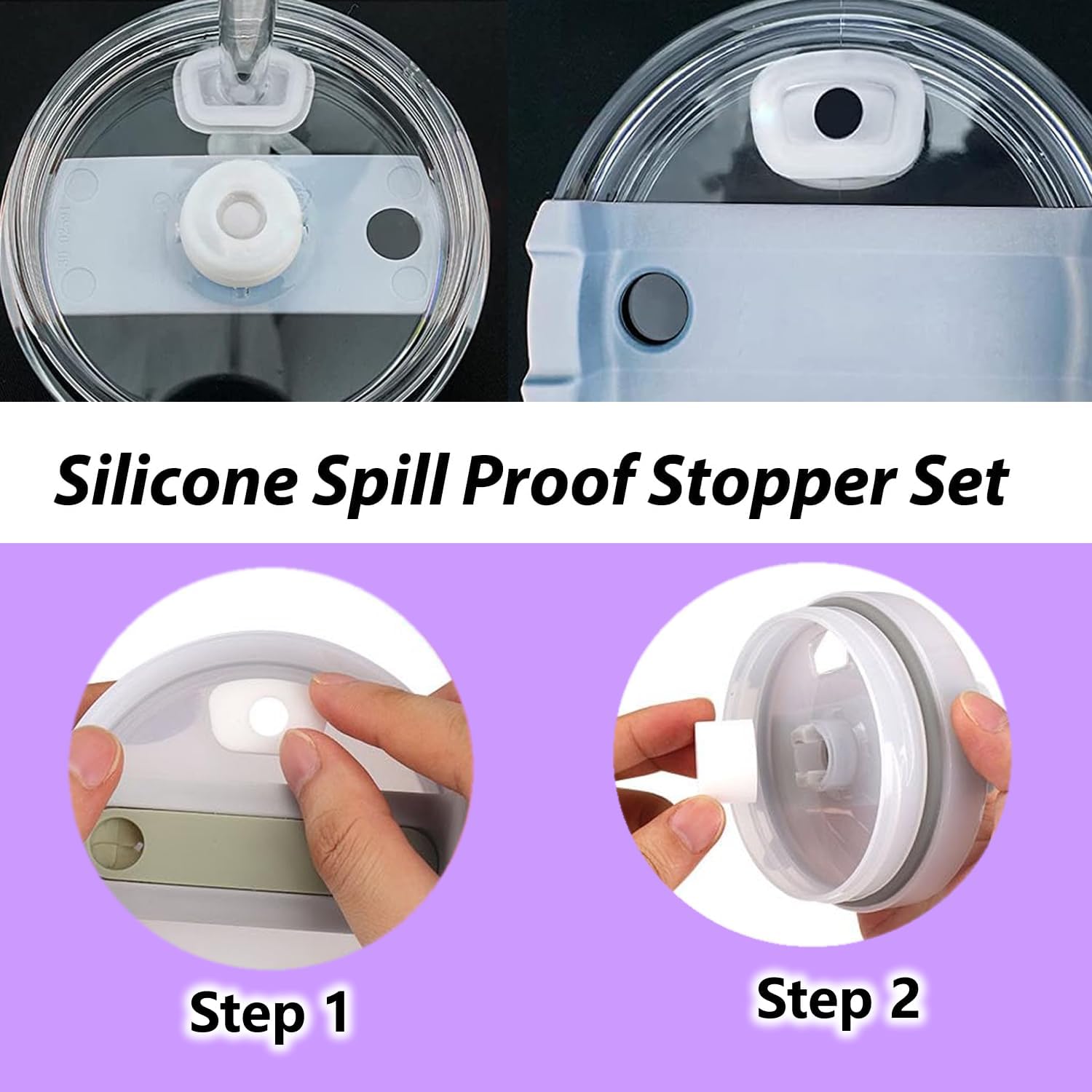 Stanley Cup Accessories Set of 6 PCS, Including Letter Stickers, Letter Chains, Straw Caps, Cup Sleeves, and Spill Proof Stoppers, Purple, 30 Oz 40 Oz, Water Bottle Carrier Set