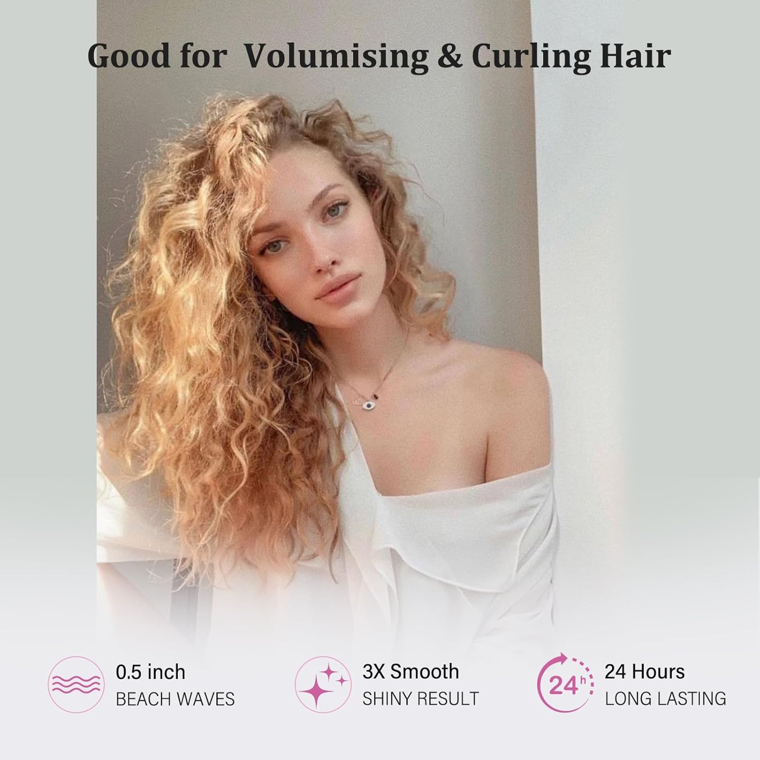 janelove Upgraded Hair Crimper 2 Adjustable Temperature, 1/2 Inch Beach Waves Curling Iron, Hair Waver for Short & Medium Hair, Home and Travel Friendly Crimper Hair Tool, Dual Voltage - Image 5