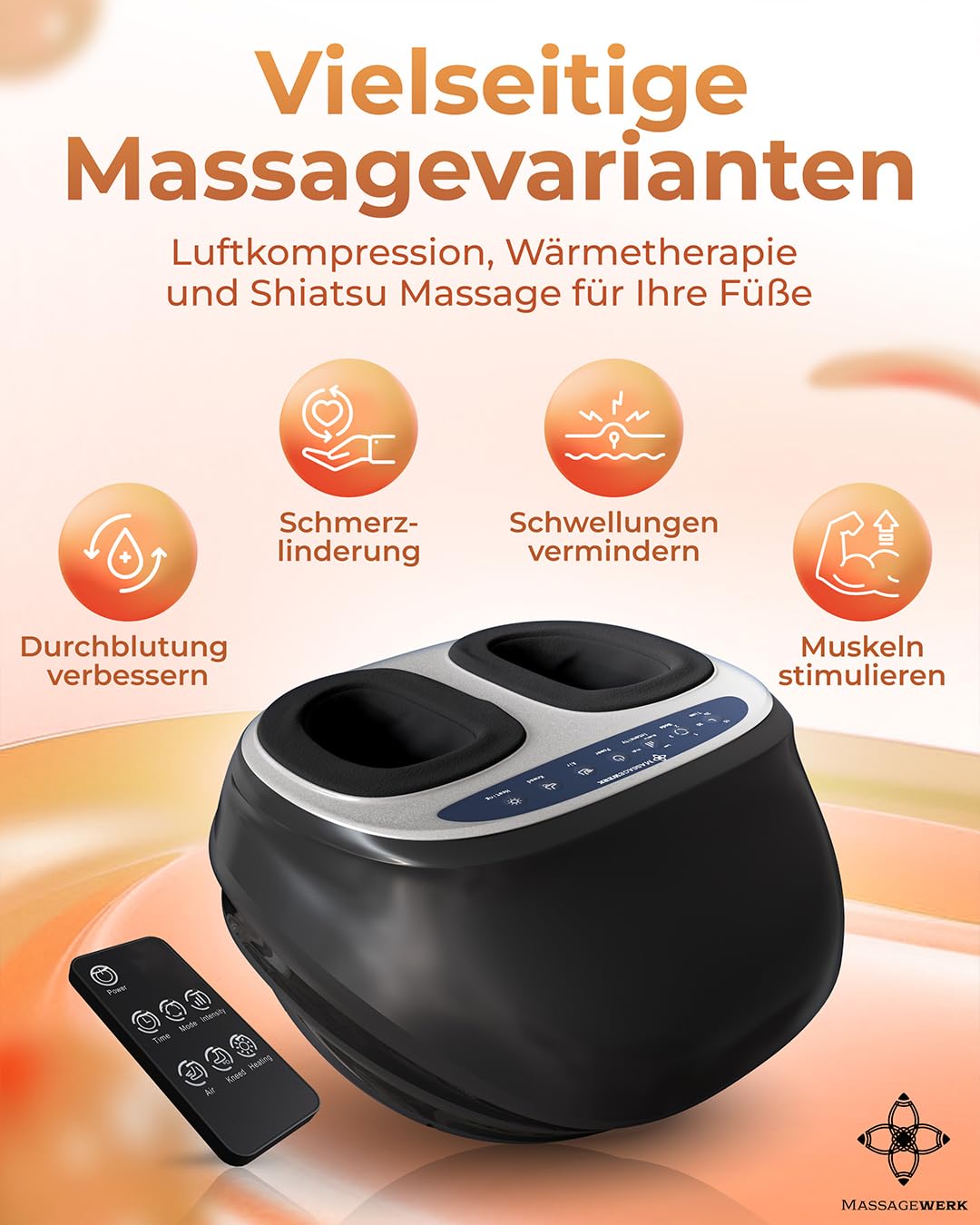 Premium Fußmassagegerät Elektrisch | EMS Fußmassagegerät mit Shiatsu, Vibration und Heizfunktion | Verbesserte Durchblutung, Schmerzlinderung bei Fersensporn und Neuropathie bis Größe 45