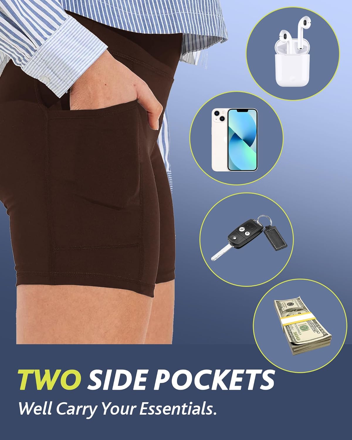 CAMPSNAIL Biker Shorts Women with Pockets - 3"/5"/8" High Waisted Workout Spandex Tummy Control Gym Running Yoga Shorts - Image 3