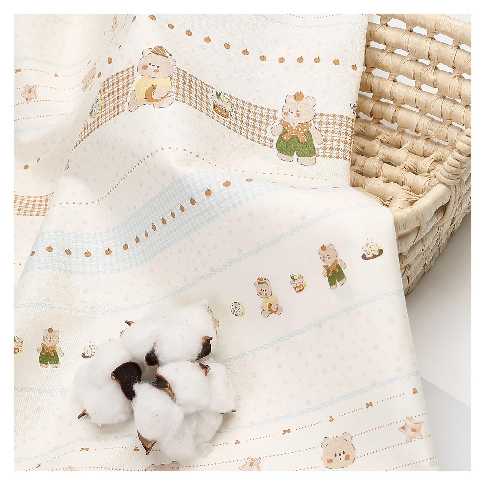 200x235cm Baumwollstoff Baby Meterware Kinderstoff Zum Nähen Blumen, Tiere