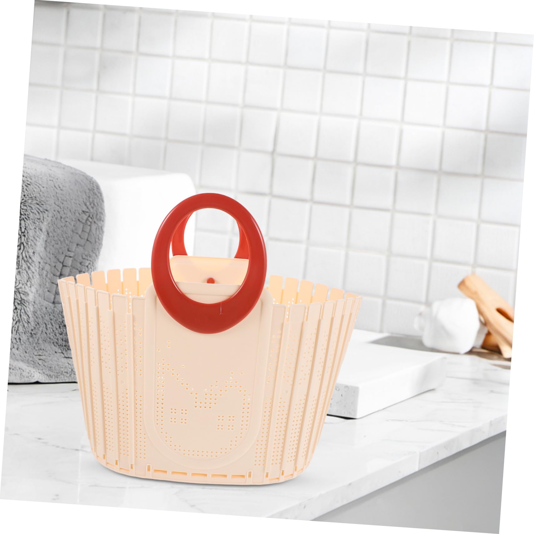Cesta de Ducha Portátil Plegable con Asa Cesta de Plástico Ventilada para Colgar Pared Organizador Compacto para Baño Camping y Dormitorio