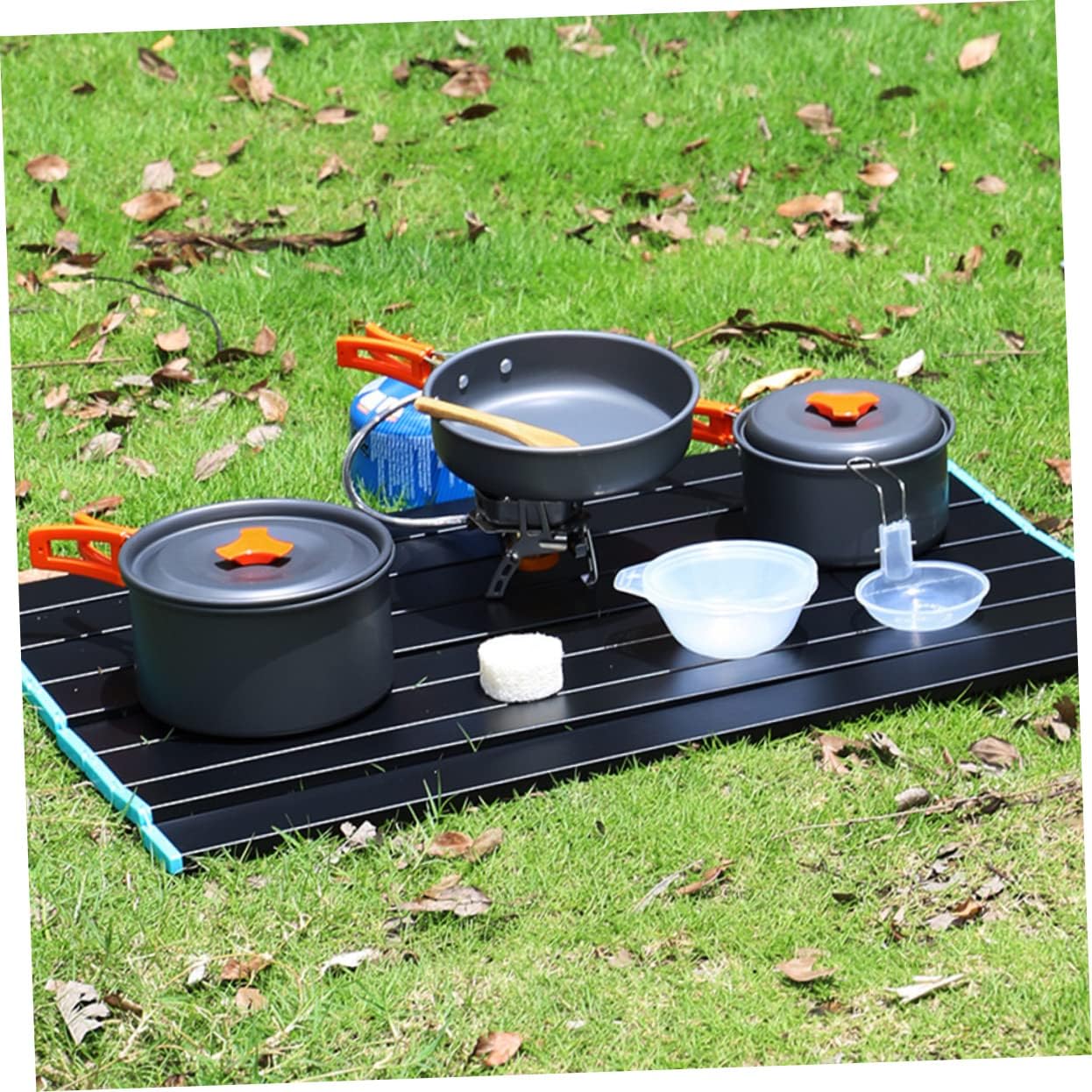 1Set Portable Cooking Kit Camping Cookware for Outdoor Picnic Lightweight Pots and Pans for Hiking Backpacking and Camping Activities Easy to Use Non Stick