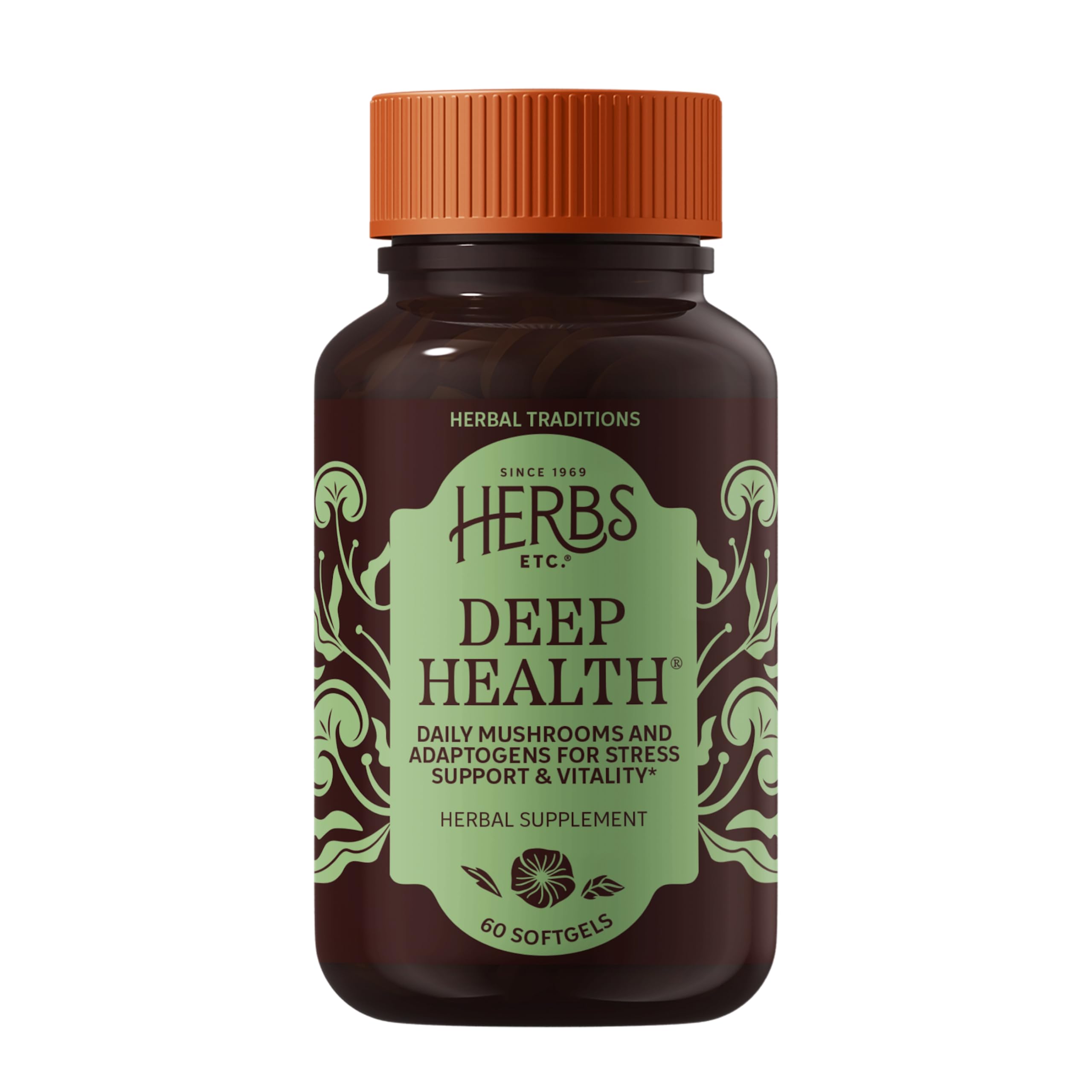 Herbs Etc. Deep Health Softgels, Adaptogenic Mushroom Complex, 60 Count