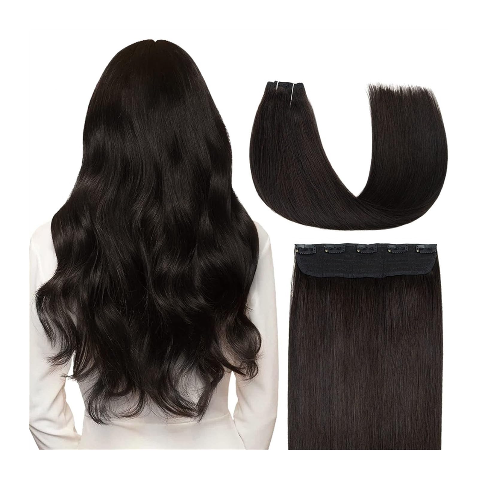 Clip nelle estensioni dei capelli 12-26 pollici Fermaglio for capelli nelle estensioni dei capelli Capelli veri Grado di doppia trama Nessun groviglio Nessuna perdita Capelli umani Remy 1 pz 5 fermagl