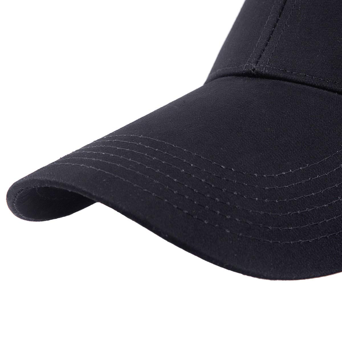 Sportmusies Gorras de béisbol de ala extra larga para hombres y mujeres, visera transpirable ajustable, Negro -, Medium