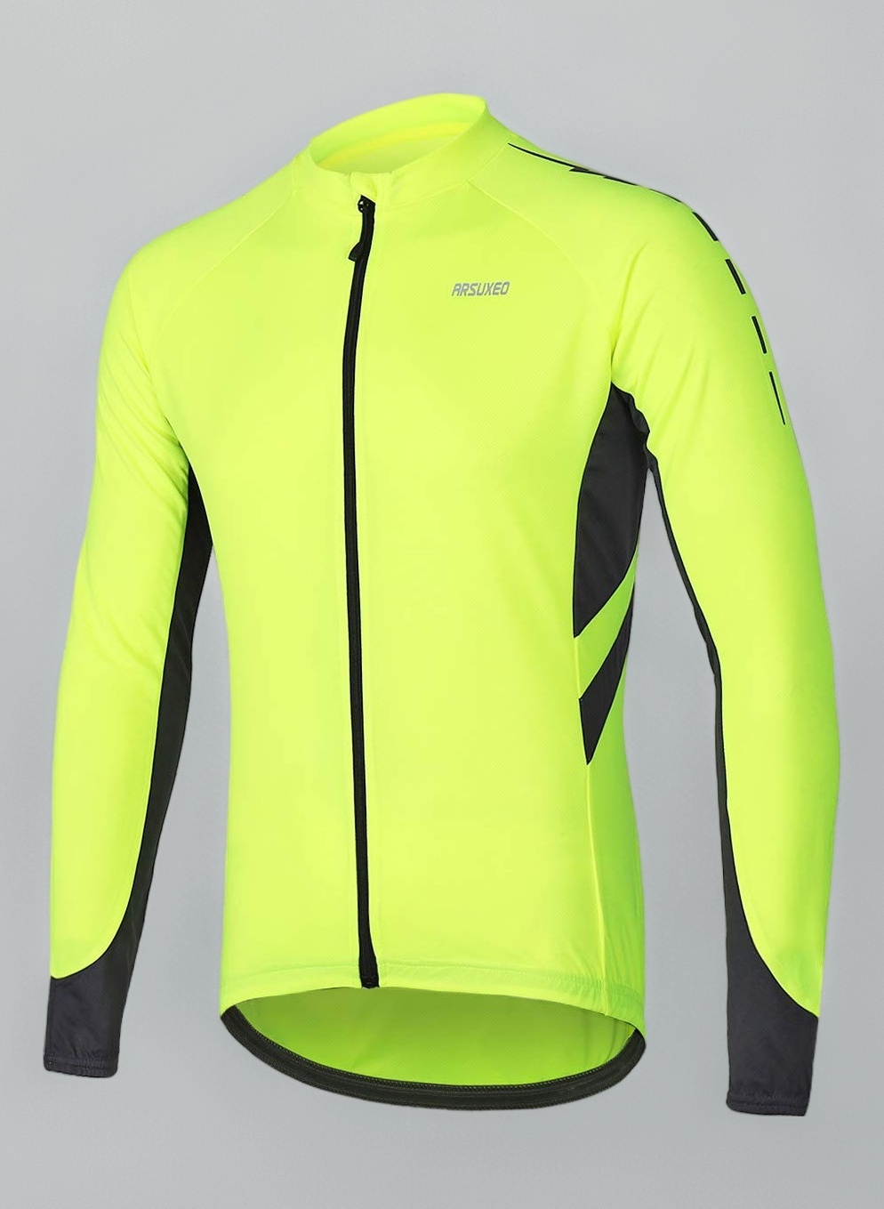 Men's Cycling Jersey Long Sleeve Full Zipper Cycling Top with 3 Deep Pockets Bike Shirt 6030