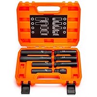 Vista 1 de Dynofit 8-Piece Lug Nuts Key Kit, 5/6/7/12 Spline Lug Nuts Socket Set for Aftermarket Rims and Wheel Lock, with 1/2" Drive & Hex External Ends for