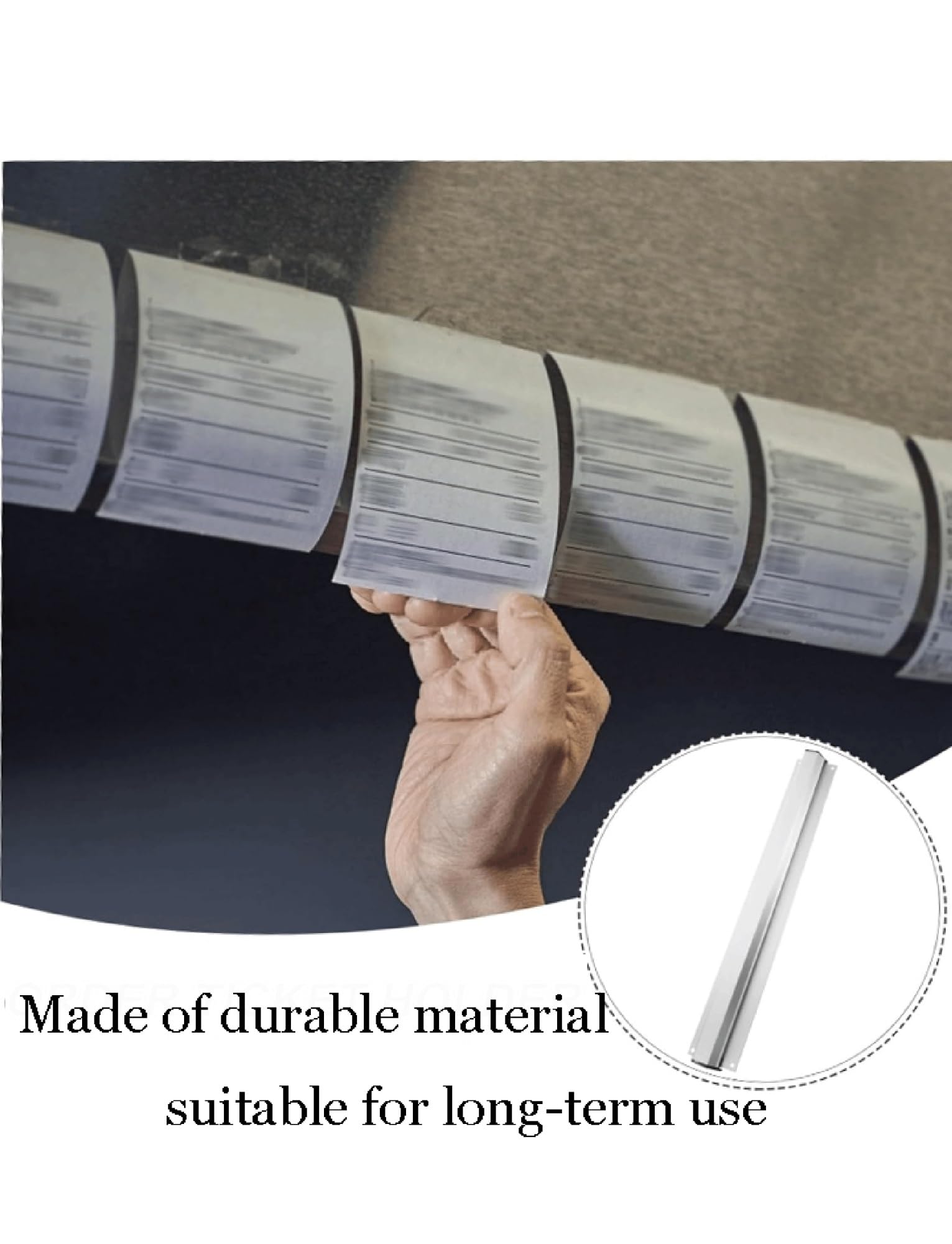 Uchwyt na bilety Tab Grabber, Aluminiowy uchwyt na suwaki do zamówień restauracyjnych, srebrny, 30-90 cm(90cm/35in)