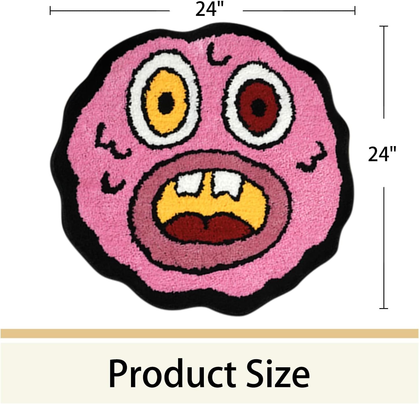 Cherry Bomb Rug, Funky Pink Graphic Design, 24" Custom Tufted Area Rug with Non-Slip TPR Backing, Machine Washable Cool Rugs for Bedroom, Living Room and Bathroom