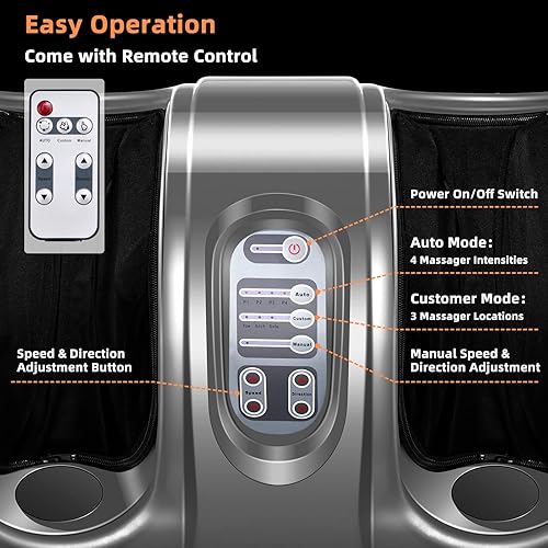 Vista 3 de RELAX4LIFE Shiatsu Máquina de masaje de pies, masajeador rodante con control remoto, 4 programas, 3 modos, panel táctil, amasamiento eléctrico