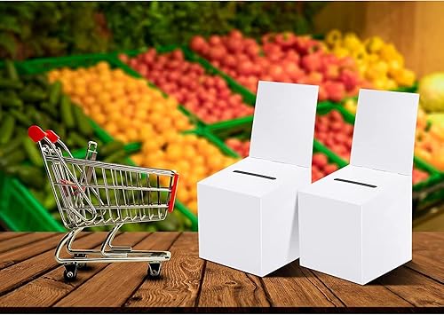 Miniatura 7 de Paquete de 4 cajas para rifas, urnas con ranura, cajas de cartón de 6 x 6 x 6 pulgadas con ranura para boletos y cabecera extraíble para coleccionar