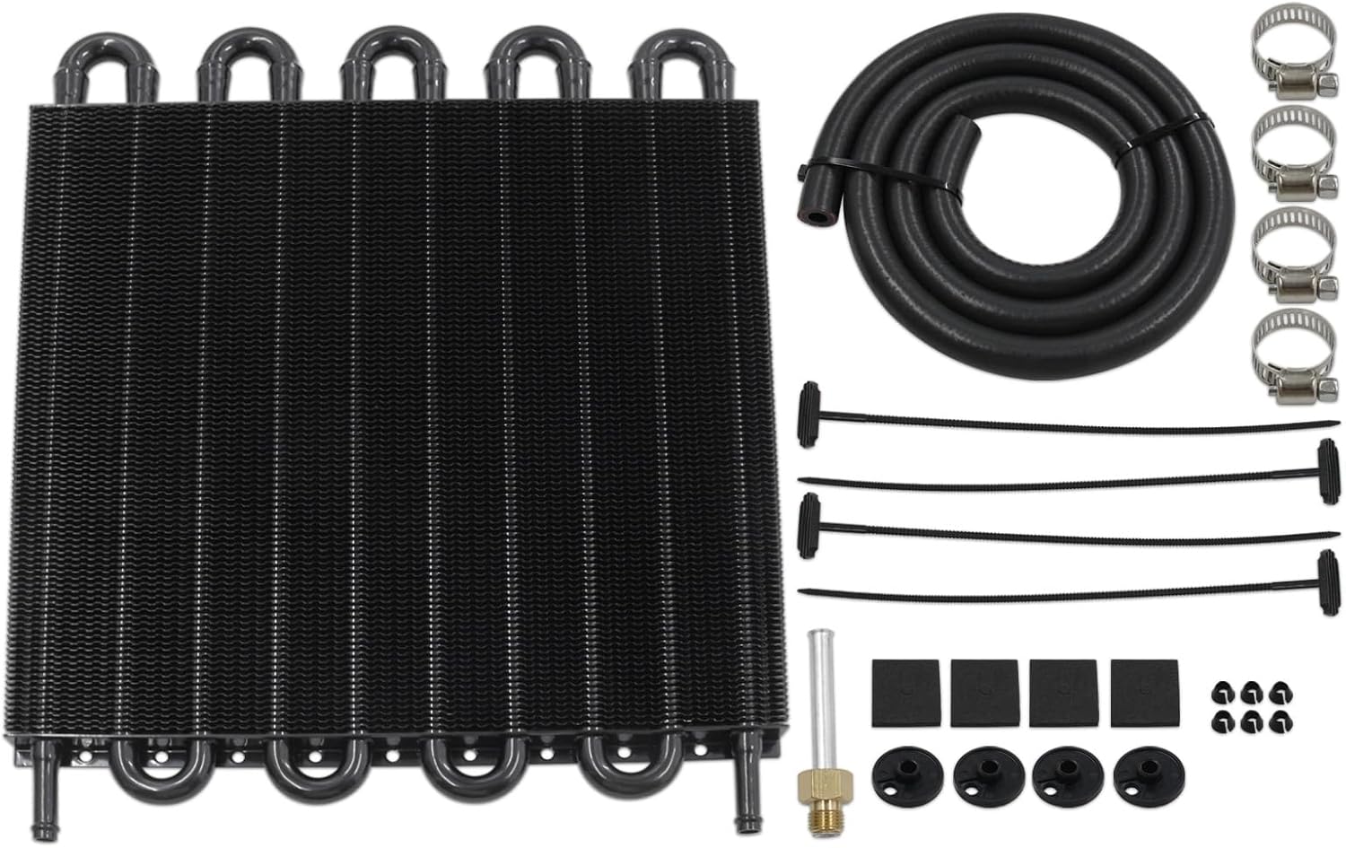 Universal Transmission Oil Cooler Kit,Aluminium alloy Tube and Fin Oil Cooler Kit (Black, 10 Pass)