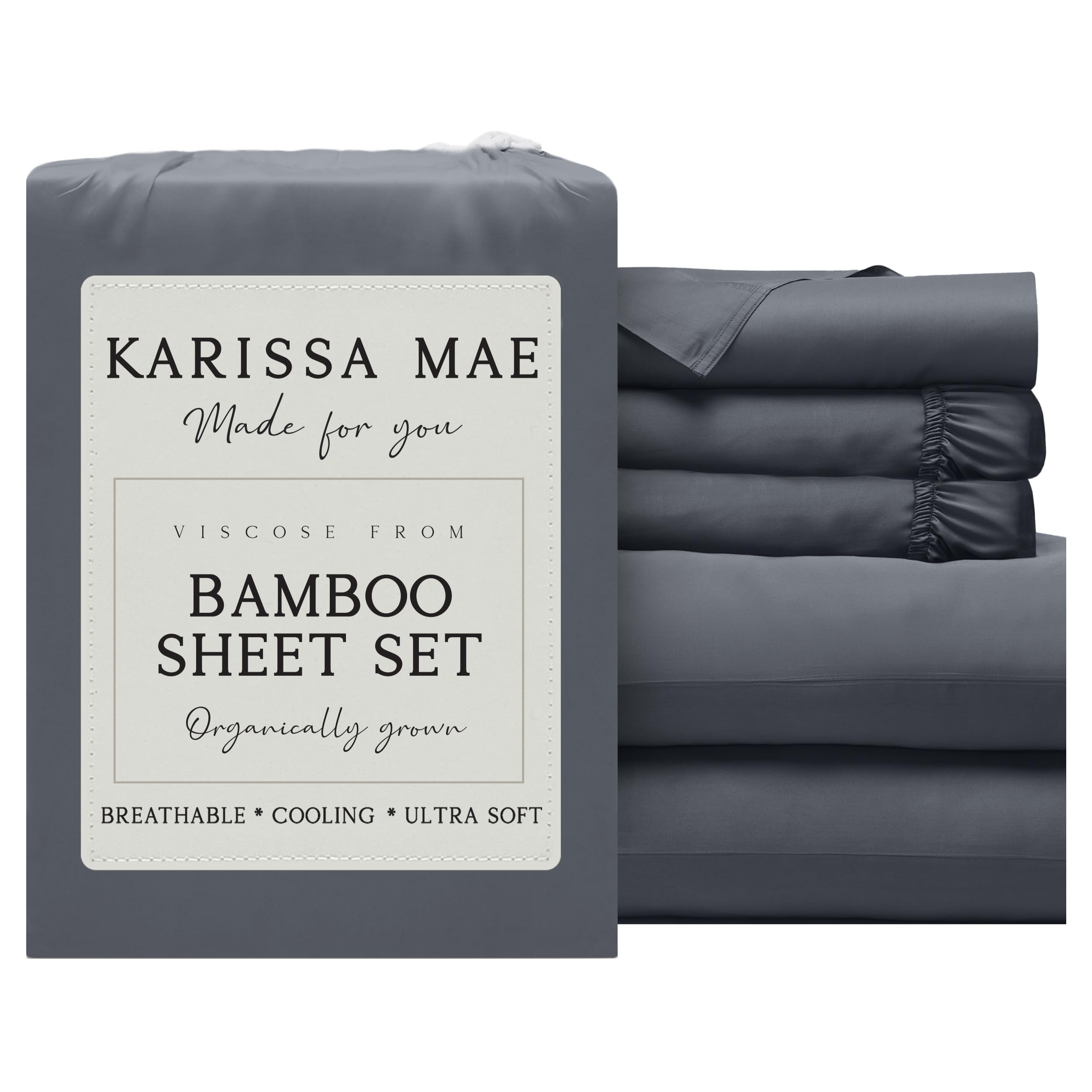 KARISSA MAE Luxury Bamboo Viscose Split King Size Sheet Set, FSC Certified