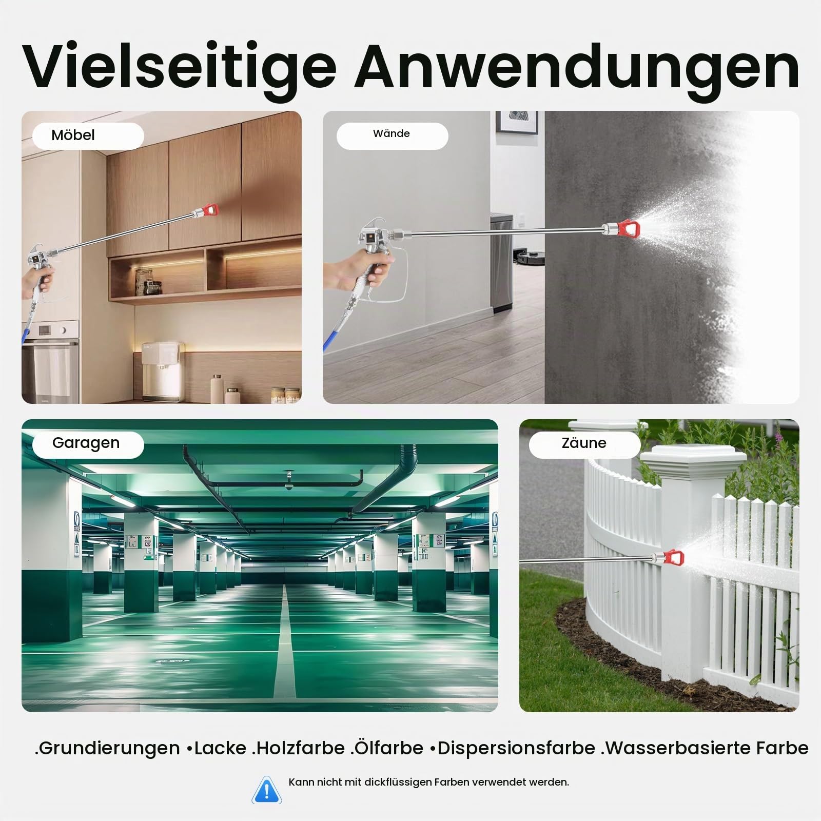Airless Farbsprühgerät 3000PSI 2200W 23 Mpa Airless Spritzgerät Lackiergerät Airless Painter Sprayer Farbspritzgerät Farbsprühsystem mit Sprühdüse,Spritzschlauch & Verlängerungsstange